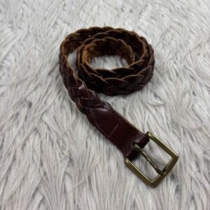Vintage Y2K Gap Women's M Brown Leather Braided Waist Belt Boho Western 31"